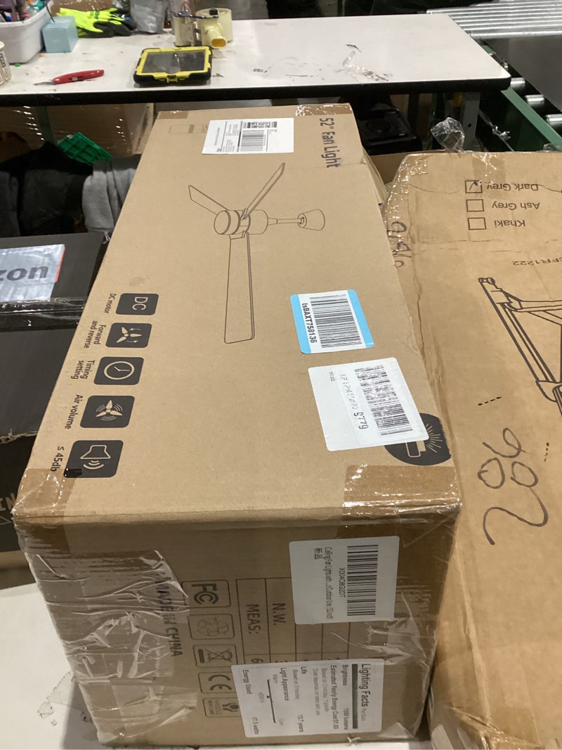 Condition photo showing New/Like New for Ceiling Fan Lights with Backlight,Ceiling Fans with Light and Remote,Easy-to-Install,Flush Mount,Reversible, 3CCT/RGB,Dimmable, Ceiling Fans for Bedroom,Indoor/Outdoor Use. (52 inch) Black 52 inch