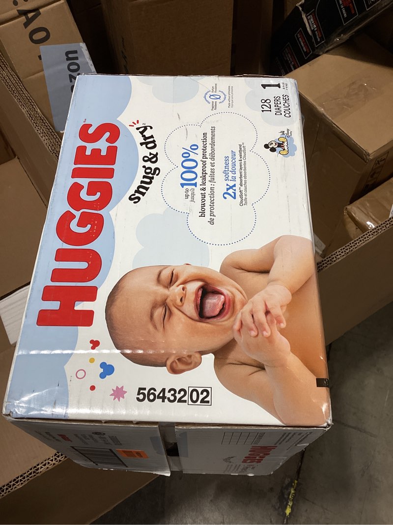 Condition photo showing Good Condition for huggies size 1 diapers, snug & dry newborn diapers, size 1 (8-14 lbs), 128 count, packaging may vary