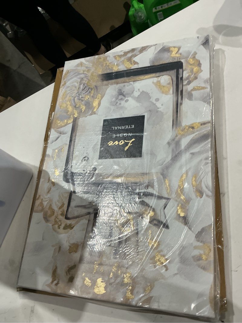 Condition photo showing Good Condition for hill west perfume bottle fashion picture canvas wall art, 16x24inch gold 16"l x 24"w