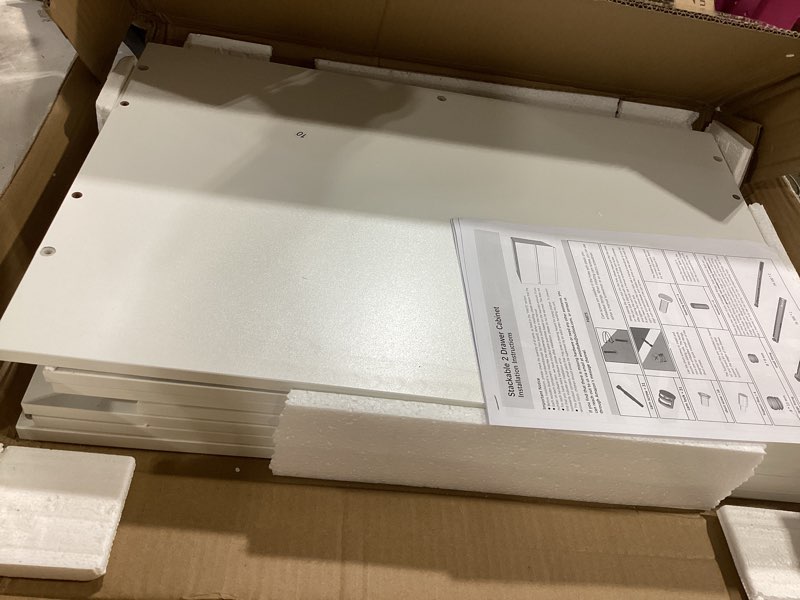 Condition photo showing Good Condition for woodtalks stackable 2 drawer dresser, multi-purpose storage closet cube dressers for bedroom, storage cabinet for entryway, nightstand sofa beside table drawer chest, 23.6 in, white white 13.1"d x 23.6"w x 16.9"h (2 drawers)