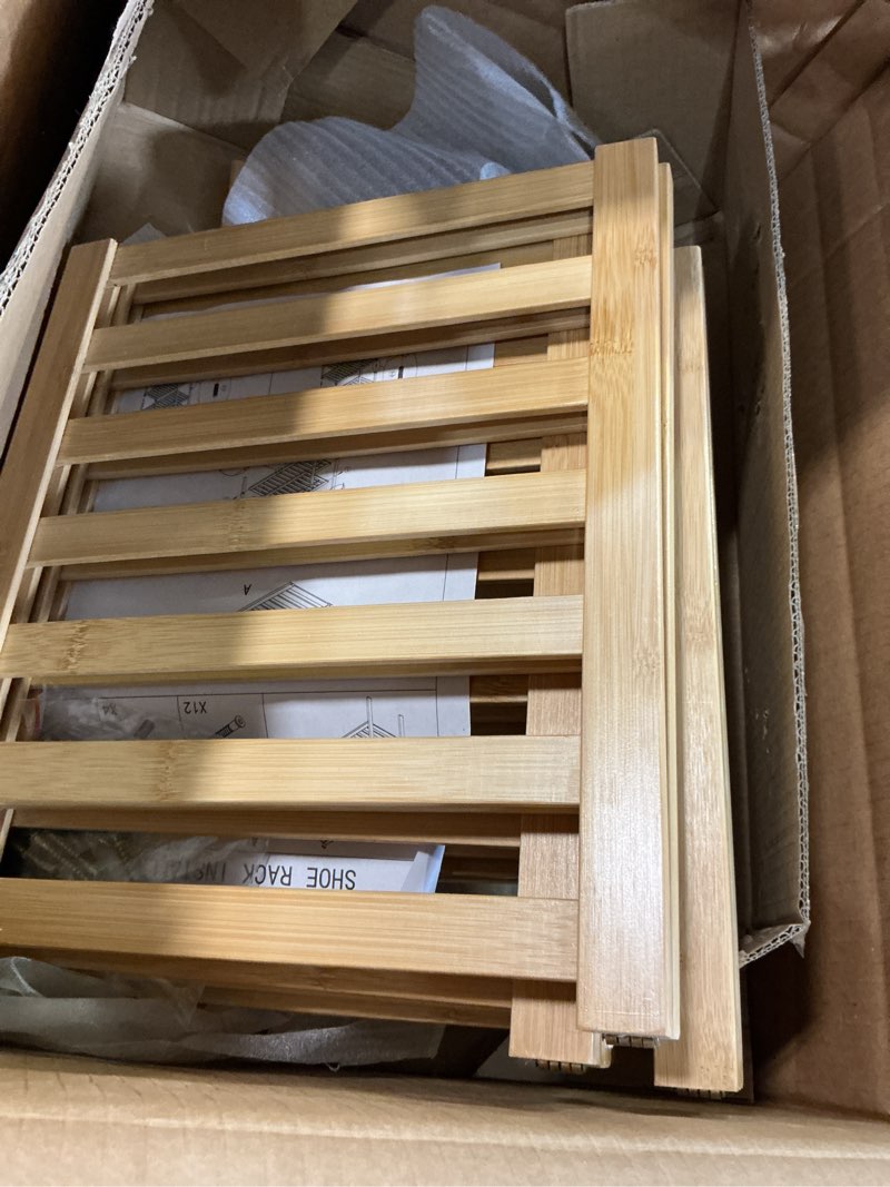 Condition photo showing Good Condition for viewcare 3-tier free standing shoe racks, bamboo wood shoe rack for entryway & closet, beautiful | natural | functional | sturdy shoe rack 3-tier natural bamboo
