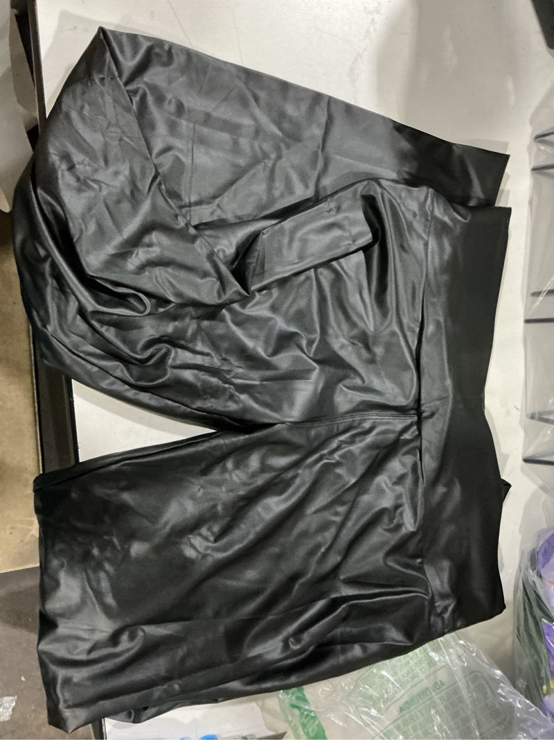 Condition photo showing Good Condition for buauty faux leather leggings for women high waisted leather pants tummy control stretch pleather pu pants black x-large