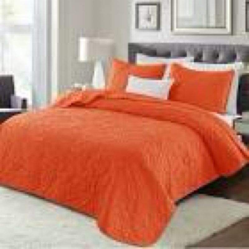 exclusivo mezcla queen quilt bedding set  lightweight vintage queen size quilts with pillow shams  soft bedspreads coverlets for all seasons  (96 x90   orange)
