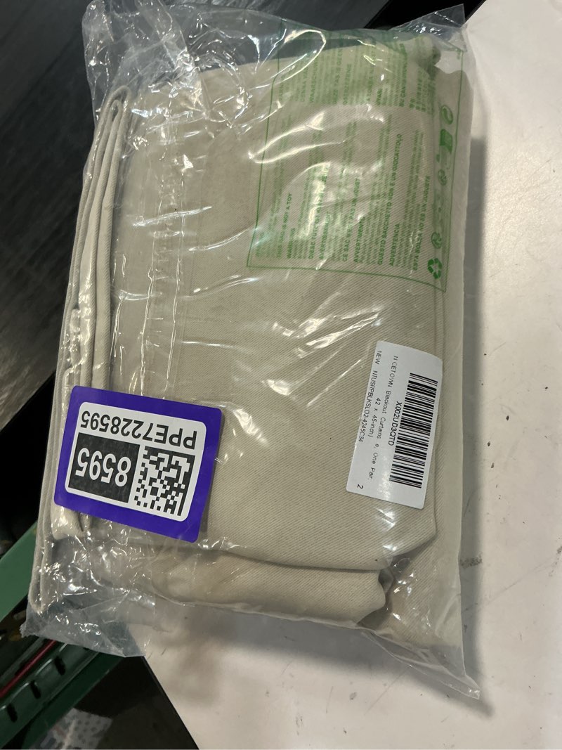 Condition photo showing New/Like New for nicetown blackout curtains for bedroom, home decorations thermal insulated solid rod pocket blackout drapes for cafe (beige, one pair, 42 x 45-inch) beige 42"w x 45"l (pack of 2)