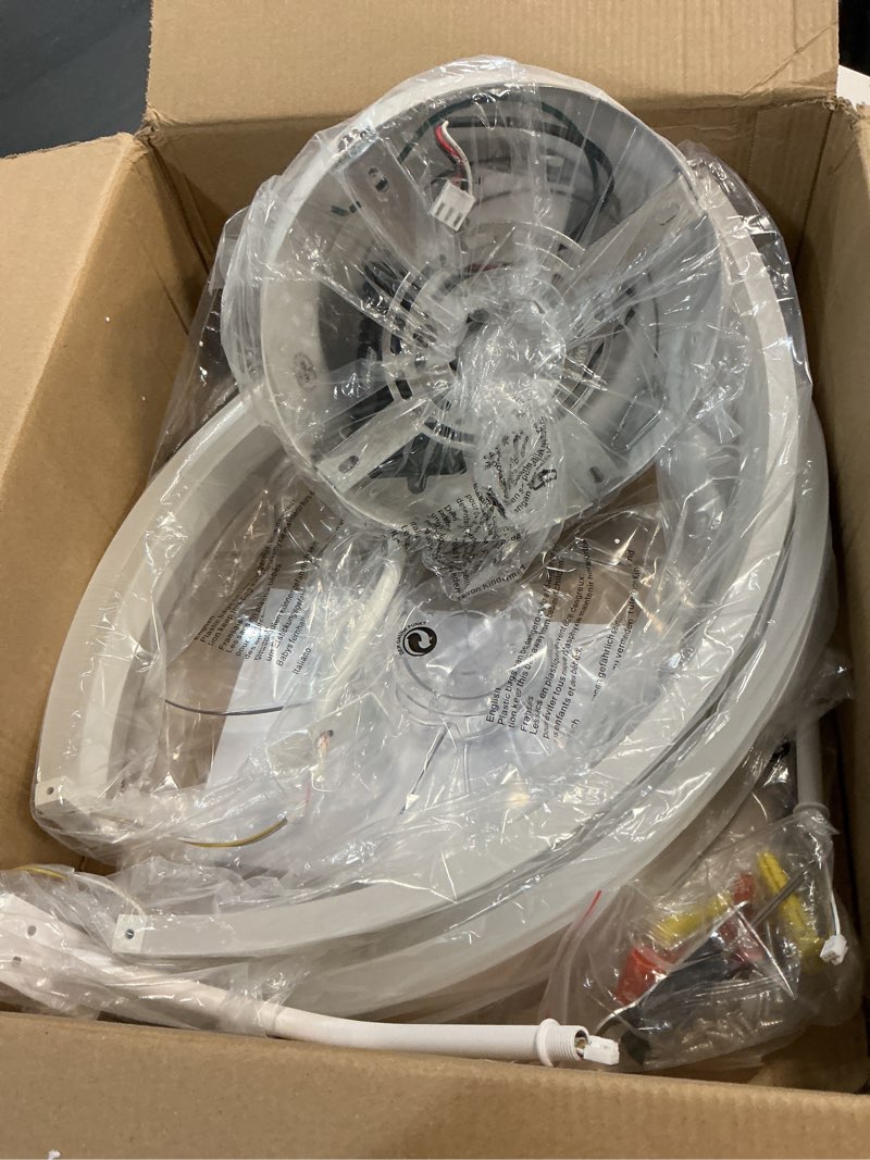 Condition photo showing Good Condition for zmishibo ceiling fans with lights and remote, 19.7'' low profile ceiling fan, 3000-6000k dimmable modern flush mount led fan light, 6 wind speeds, white fandelier ceiling fans for bedroom white 19.7 inch