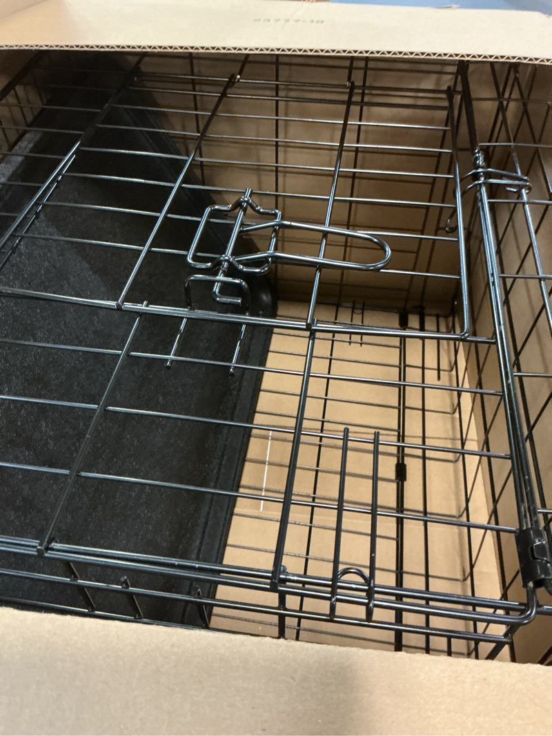 Condition photo showing Good Condition for Dog Crate - 24 Inch Small Single Door Portable Puppy Dog Cage, Metal Wire Pet Kennel with Secure Lock, Leak-Proof Pan Tray, Foldable Design for Small Dog Indoor Training and Outdoor Trave Single Door 24.41"L x 16.77"W x 18.5"H