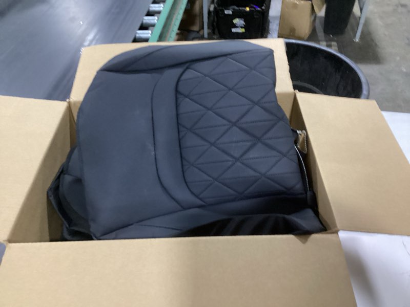 Condition photo showing As Is for CAR PASS Luxury Nappa Leather Front Seat Covers, Waterproof 3D Foam Seat Covers with Lumbar Support, Breathable Auto Seat Cover Airbag Compatible Universal Fit for Sedan SUV Van Truck, All Black All Black Two Front