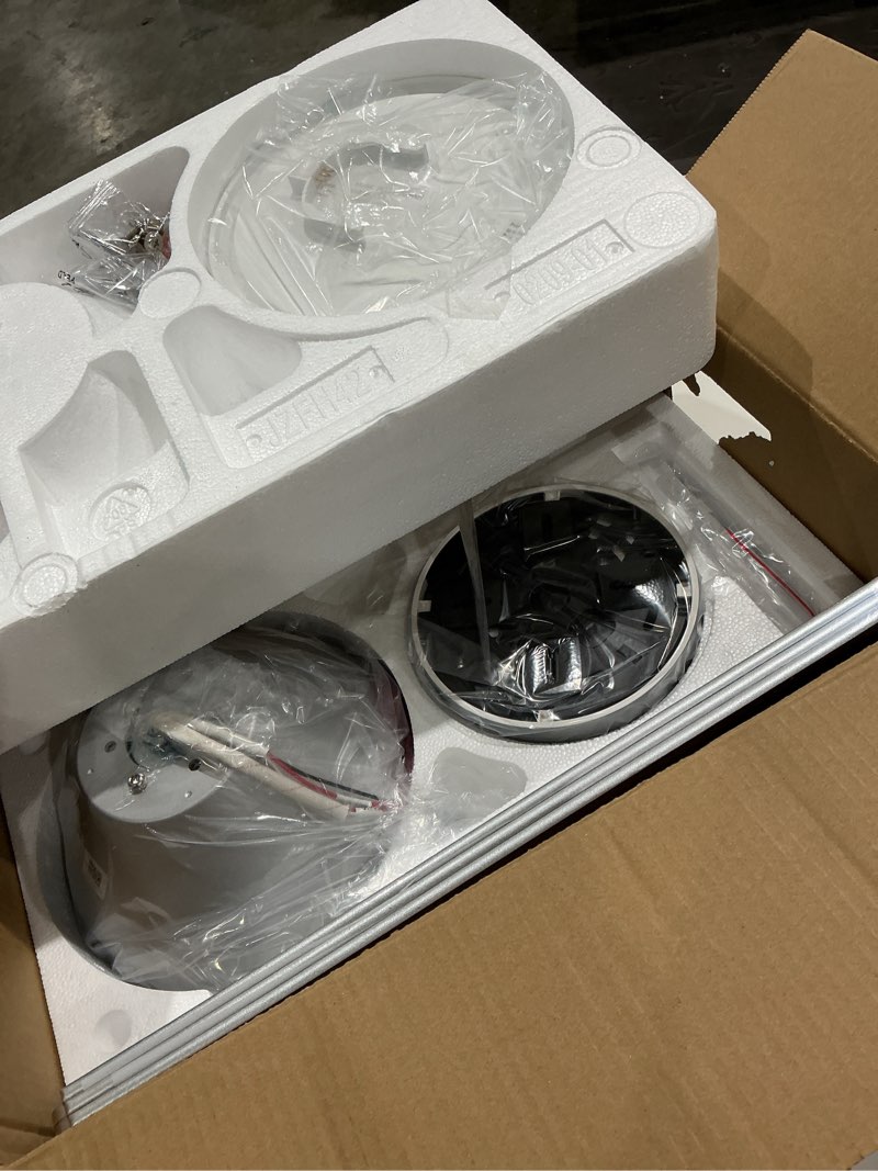Condition photo showing Good Condition for amico ceiling fans with lights, 42 inch low profile ceiling fan with light and remote control, flush mount, reversible, 3cct, dimmable, noiseless, silver ceiling fan for bedroom, indoor/outdoor use silver 42 inch