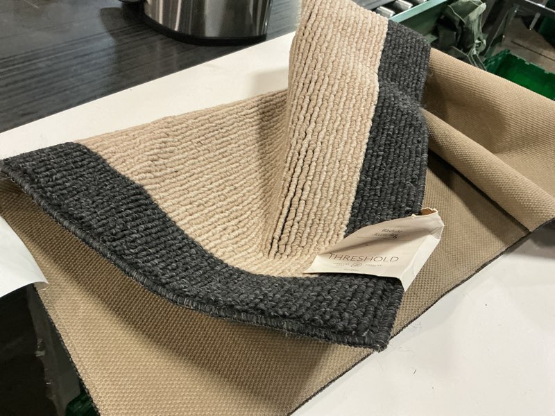 Condition photo showing As Is for 2'6"x3'10" washable madison border accent rug gray - threshold™: indoor skid-resistant medium pile rug