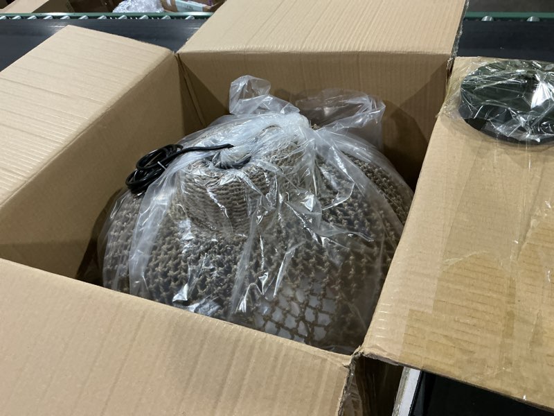 Condition photo showing Good Condition for arturesthome 1 light rattan woven pendant lighting fixture lamp shades, hand-woven ceiling chandelier, handmade hanging light crafts lampshade w 13.7" 13.7" * 11.8" natural