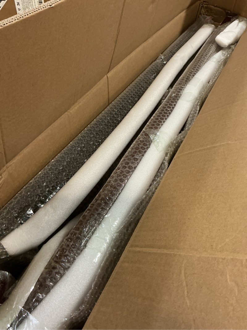 Condition photo showing New/Like New for 47.2in Wall Mounted Wine Rack with LED Lights, 4-Tier Industrial Wood Floating Shelves, Metal Wine Glass Rack, Walnut Liquor Shelf Storage Organizer for Home Bar, Dining Room, Kitchen, Bar Walnut 120cm/47.2in