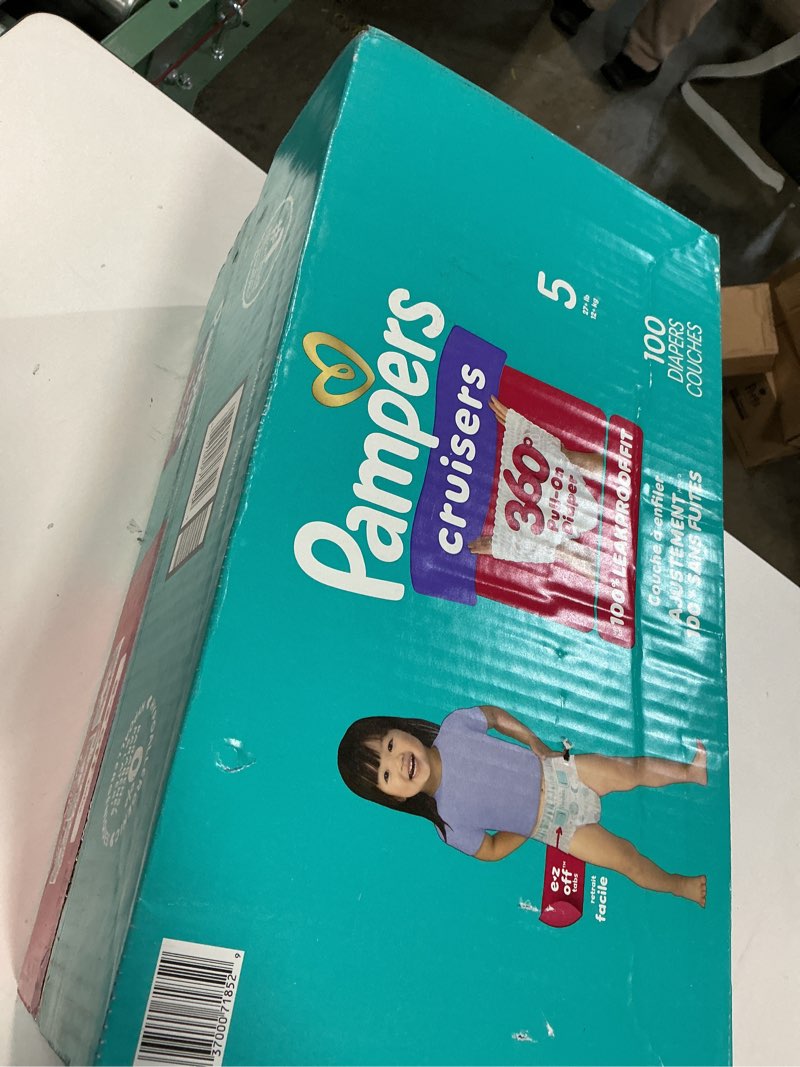 Condition photo showing New/Like New for Pampers Diapers - Cruisers 360 - Size 5, 100 Count, Babyproof up to 100% Leakproof Pull-On Diaper Size 5 100