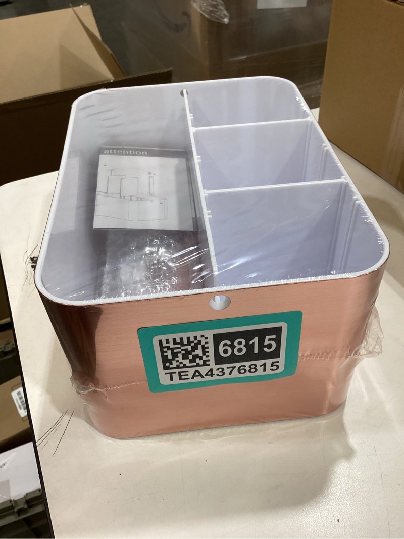 Condition photo showing New/Like New for byuner compact shower caddy dorm - portable bathroom caddy organizer with handle and adjustable divider for college dorm & shared bathroom, hard plastic shower basket tote for toiletry drainage, pink rose gold
