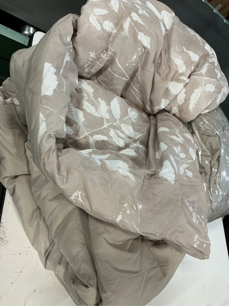 Condition photo showing As Is for bedsure queen comforter set - 7 pieces floral beige soft bedding sets, queen bed in a bag with botanical flowers comforter, sheets, pillowcases & shams 11 - beige floral queen