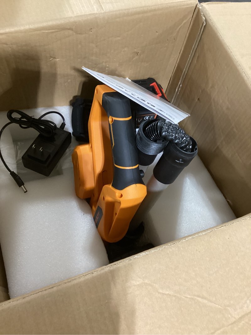Condition photo showing As Is for Brushless Cordless Snow Shovel 12", 20V 2X 4.0AH Batteries Snow Blower, 20FT Snow Throws, 6" Deep, Powerful Electric Snow Removal with Adjustable 90° Directional Plate &Handle for Driveway orange