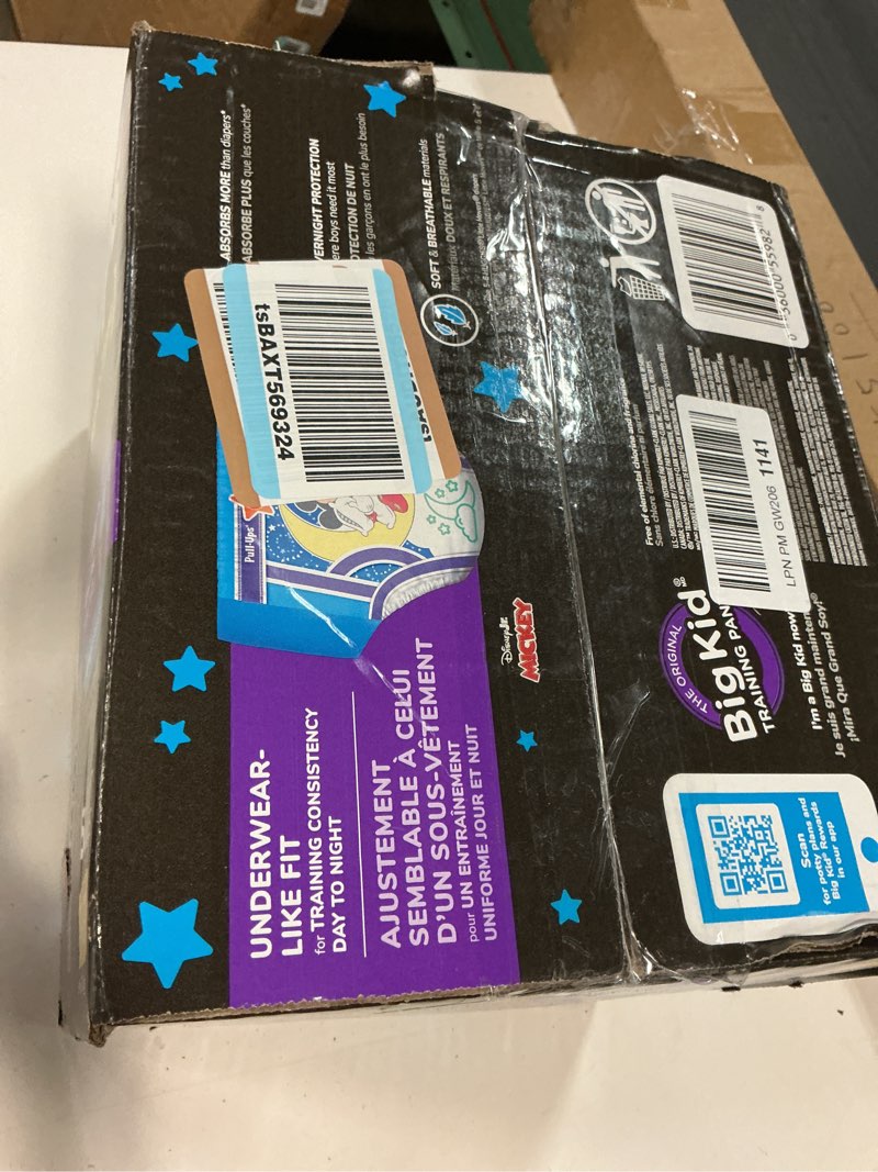 Condition photo showing New/Like New for pull-ups boys' night-time potty training pants, size 4t-5t overnight training underwear (38-50 lbs), 52 ct