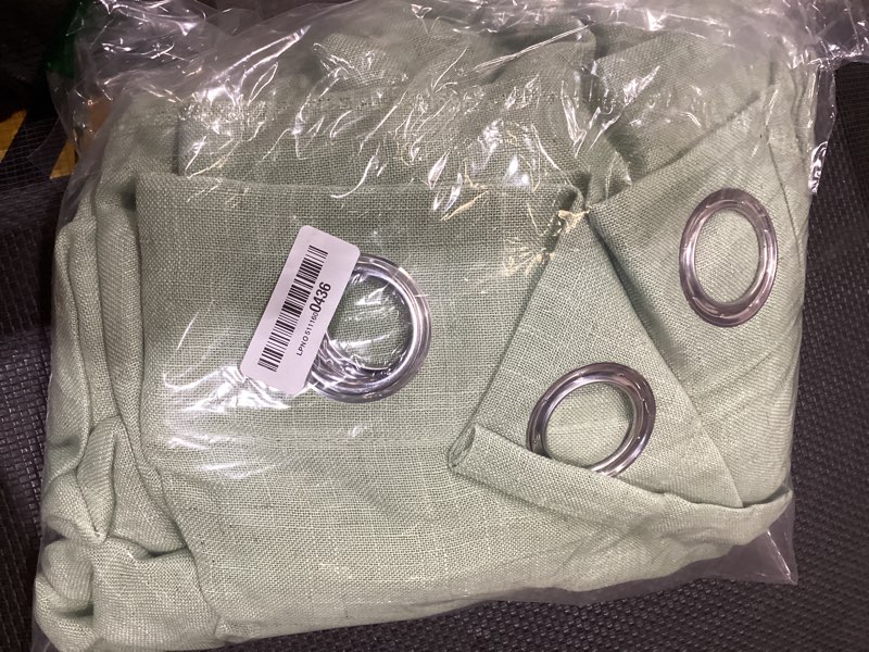 Condition photo showing Good Condition for miulee sage green linen curtains 72 inch length for bedroom living room, soft thick linen textured window drapes semi sheer light filtering grommet top burlap look farmhouse decor, 2 panels sage green 52"w x 72"l (pack of 2)