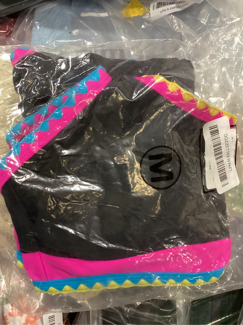 Condition photo showing Good Condition for herseas women's bikini sets floral print whip stitch 2 piece swimsuits high waisted scoop bathing suits medium neon black