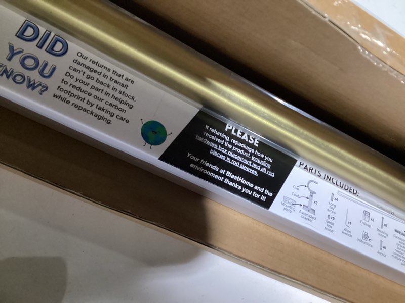 Condition photo showing New/Like New for BlastHome® Non-Adjustable Luxury Curtain Rods for Windows, 1 ¼” Rod Set, 5 foot Fixed Length (Two Rods Connect for a Seamless Look), Brushed Gold Single Rod Brushed Gold 5 foot