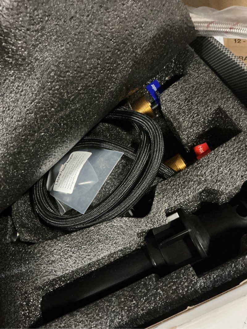 Condition photo showing New/Like New for Bathroom Faucet with Pull Out Sprayer, 4 Inch Centerset 3 Hole Pull Out Bathroom Sink Faucet, with Pop Up Drain and Supply Hoses, Brushed Nickel