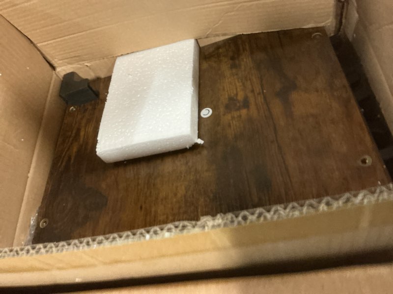 Condition photo showing Good Condition for 3-Tier Rolling Kitchen Microwave Cart, Kitchen Utility Cart on Lockable Wheels, Coffee Bar Table Station with 6 S-Shaped Hooks, Small Appliance Storage Shelf, Rustic Brown and Black