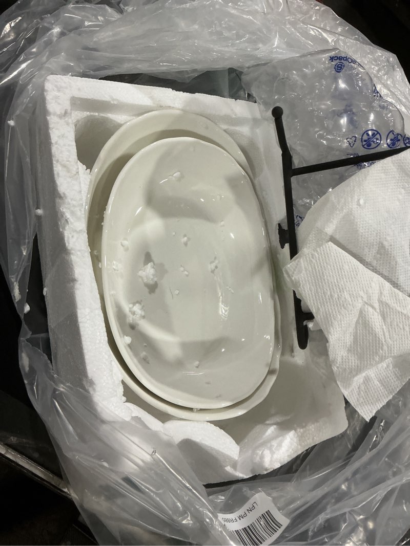 Condition photo showing As Is for hblife fruit bowl for kitchen counter - 2 tier ceramic fruit rack, fruit basket for fresh fruit&vegg