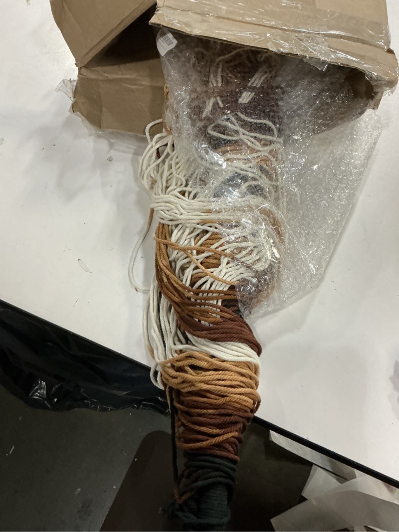 Condition photo showing Good Condition for IOWER Macrame Wall Hanging Brown Dip-Dyed Large Macrame Wall Decor For Living Room Boho Fiber Art for Office Decoration 57" W x 41" L