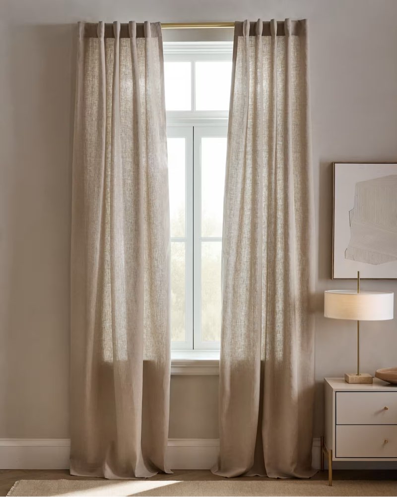 quince european linen curtain - single panel 1 48x84 dark flax 