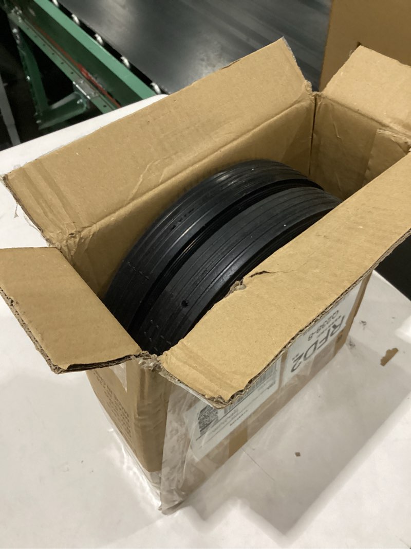 Condition photo showing Good Condition for gicool 10" x1.75" flat-free solid rubber tire and wheel 1/2" axle bore hole, 1.6" offset hub, 2 pack, black 10" x 1.75", bore dia. 1/2"
