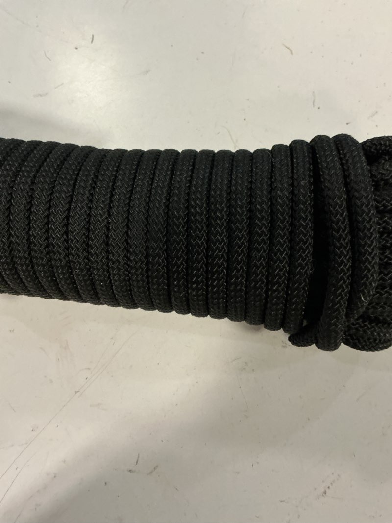 Condition photo showing New/Like New for 3/8 inch 100 ft solid braided polypropylene rope black, 2200 lbs 3/8" x 100 ft (30.5m) black