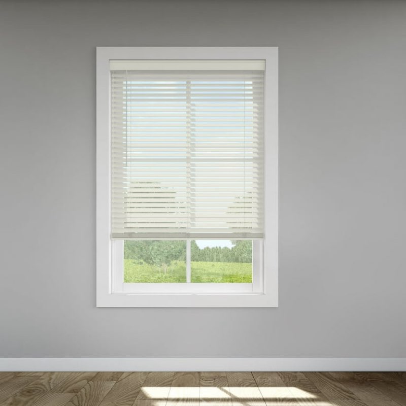 levolor custom classic value 2" cordless faux wood blinds, white, 47" width x 48" length