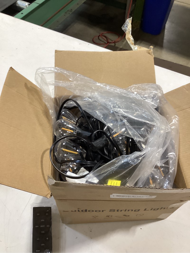 Condition photo showing Good Condition for 100ft led outdoor string lights with remote, one continuous strand patio lights with 35+1 shatterproof s11 bulbs, dimmable 2200k warm white, timer & 3 modes, low voltage for backyard garden warm yellow-2200k 100ft