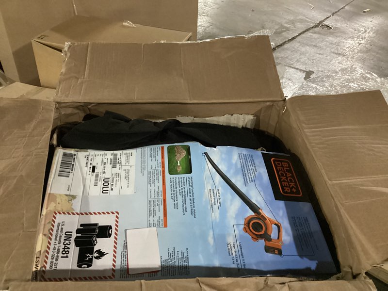 Condition photo showing Good Condition for black+decker leaf blower cordless leaf vacuum and mulcher combo kit, battery and charger included, 40v 120 mph air speed, 6-speed dial, built-in scraper with collection bag (lswv36)