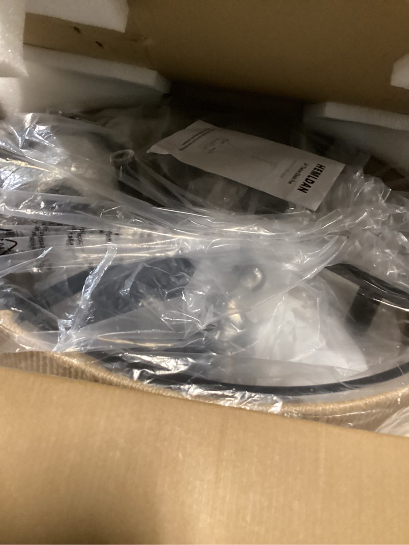 Condition photo showing New/Like New for 24” Modern Double Twine Drum Fan with Adjustable Chian 8-Lights Rustic Pendant Fandelier Light with Remote Control for Bedroom Kitchen Island Dining Living Room (Twine, 24IN) Twine 24IN