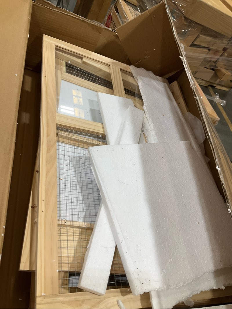 Condition photo showing As Is for Guinea Pig Cages for 2, Small Animals Rabbit Cages with a Pull Out Tray, Large Wooden Indoor 2-Story Hamster House, Guinea Pig Hideout Habitat Playpen with Ramp, Platform, Natural