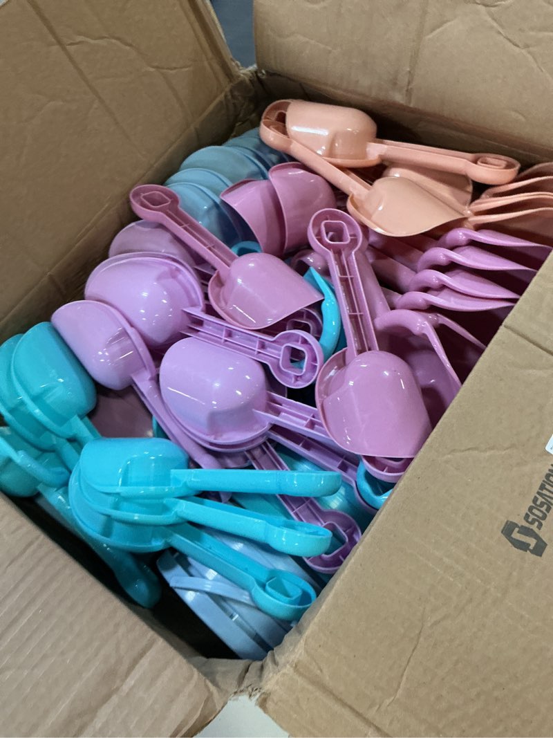 Condition photo showing Good Condition for sosation 60 pcs sand buckets bulk easter sand buckets and shovels 5.5 inch plastic beach pails toys for adults gift party favor, 5 assorted colors (macaron) macaron 60