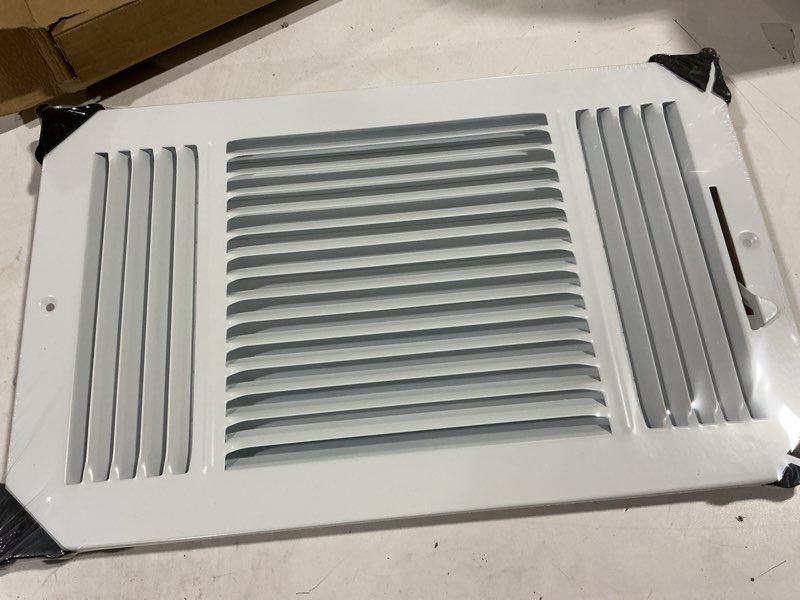 Condition photo showing New/Like New for HVAC Premium 14''w X 8''h 3-Way AIR Supply Grille - Vent Cover & Diffuser - Flat Stamped Face - White [Outer Dimensions: 15.75''w X 9.75''h] 14 x 8 - 3Way