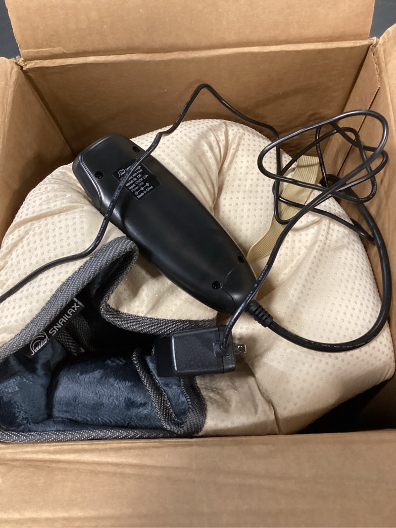 Condition photo showing As Is for Snailax Massage Seat Cushion with Heat - Extra Memory Foam Support Pad in Neck and Lumbar,10 Vibration Massage Motors, 2 Heat Levels, Back Massager Chair Pad for Back Navy Blue