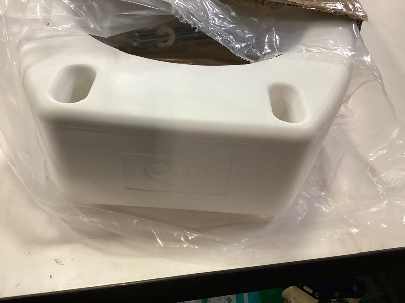 Condition photo showing As Is for Carex Toilet Seat Riser, Round Raised Toilet Seat Adds 3.5 inches to Toilet Height, for Assistance Bending or Sitting, 300 Pound Weight Capacity Toilet Riser