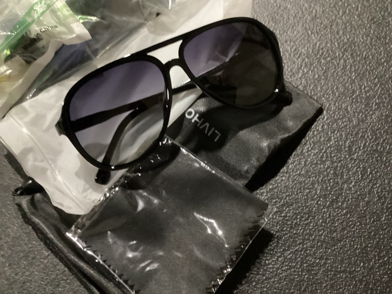 Condition photo showing New/Like New for livho trendy polarized aviator sunglasses women men, retro sun glasses for women men 2025, oversized uv protection shades light black/grey polarized