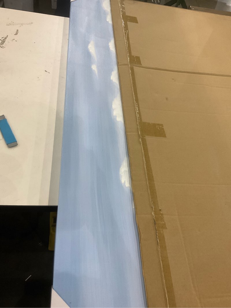 Condition photo showing Good Condition for Abstract Beach Picture Wall Art: Seaside Chair Artwork Seascape Canvas Painting for Living Room (45''W x 30''H, Multiple-Sizes/Material) 45"L x 30"W Beach Chair