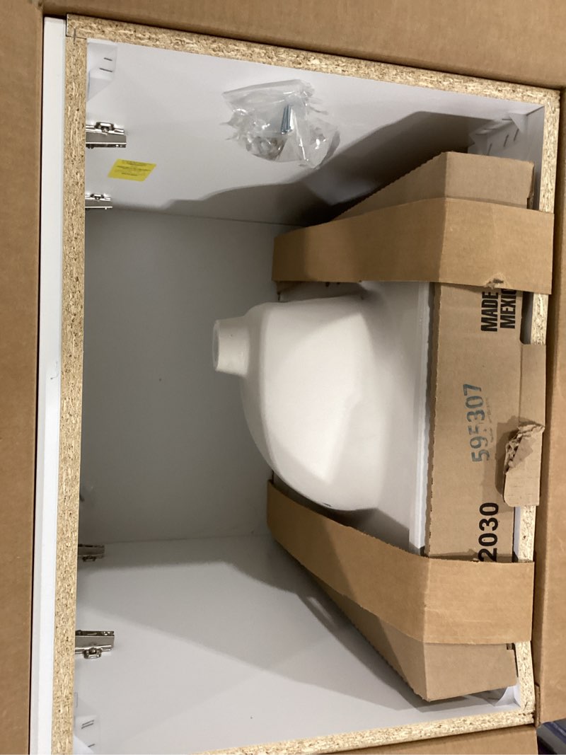 Condition photo showing Good Condition for project source dover 24-in true white single sink bathroom vanity with white cultured marble top