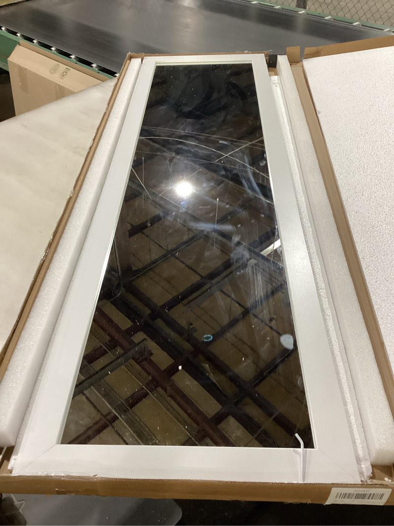 Condition photo showing New/Like New for whitebeach 48" x 16" Over The Door Full Length Mirror Wall Mounted Hanging with 2 Metal Hangers for Bedroom Living Room Bathroom White White 48"L x 16"W
