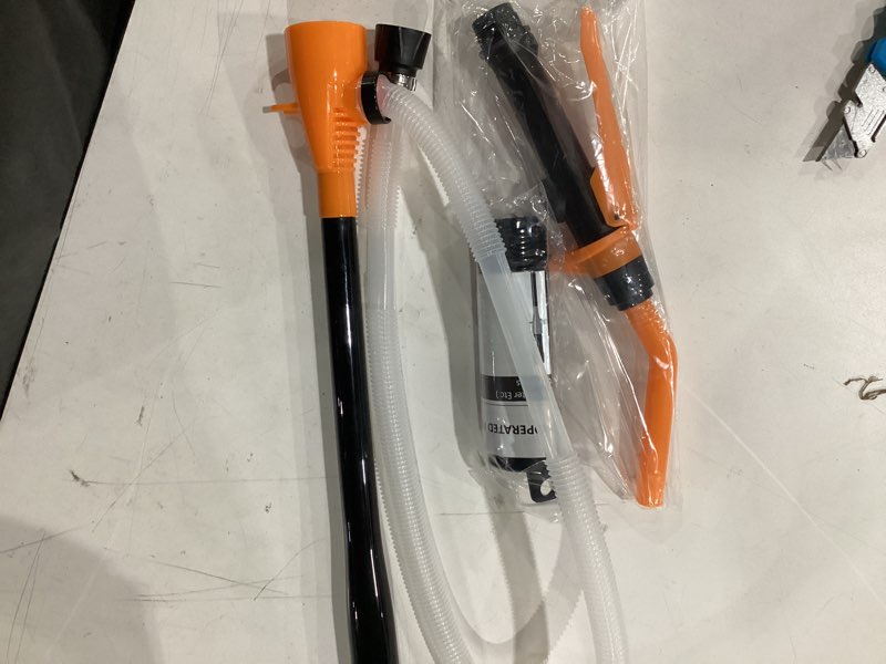 Condition photo showing Good Condition for fuel transfer pump battery operated electric siphon pump, 2.4 gpm, adjustable flow control nozzle, extra long hose, portable gas can pump for gas, diesel, kerosene, water