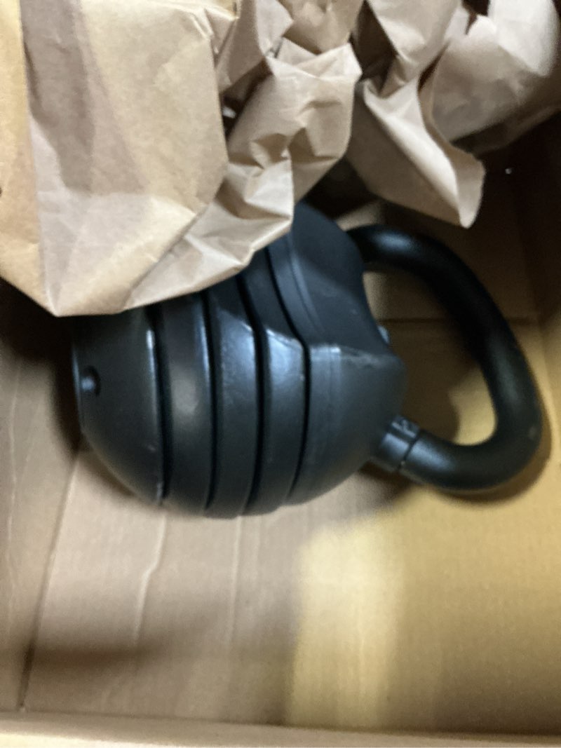 Condition photo showing Good Condition for byzoom fitness pure series adjustable kettlebell 30/40/50lb - 5-in-1 weight change, patented quick-change machenism, ergonomic curved handle for home gym, strength training, hiit, white or black 30lb black