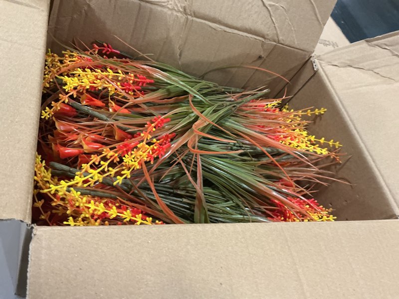 Condition photo showing New/Like New for Uieke 72PCS Artificial Mums for Outdoors Fake Fall Outdoor Lavender Flowers Orange Calla Lilly 