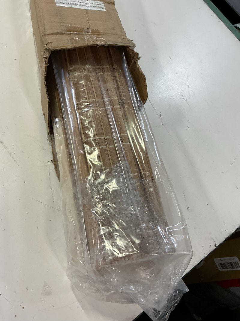 Condition photo showing Good Condition for lazblinds no tools no drill cordless bamboo roman shades, light filtering window treatment, roll up bamboo blinds for windows 42'' w x 64'' h, brown light filtering-brown206 42" w × 64" h