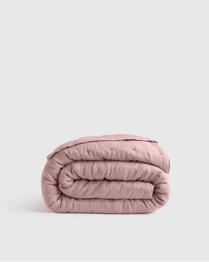 quince european linen dream quilt color: dusty mauve big 