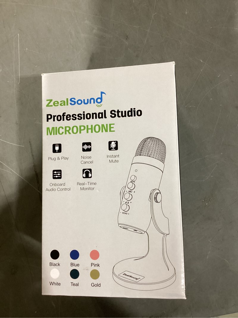Condition photo showing New/Like New for zealsound usb microphone,condenser computer pc mic,plug&play gaming microphones for ps 4&5.headphone output&volume control,mic gain control,mute button vocal,youtube podcast on mac&windows(black)