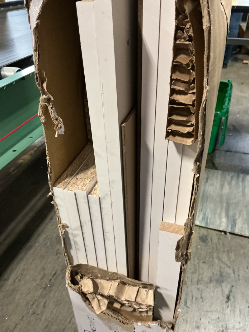 Condition photo showing As Is for 5-shelf bookcase with adjustable shelves, traditional design, manufactured wood, 24.88x11.65x71.42 inches (white)